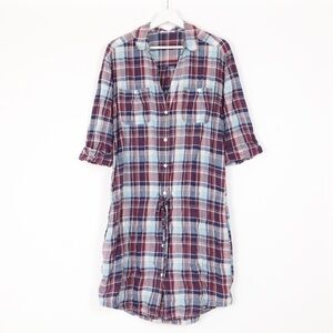 James Perse Standard Plaid Shirt Dress size 3